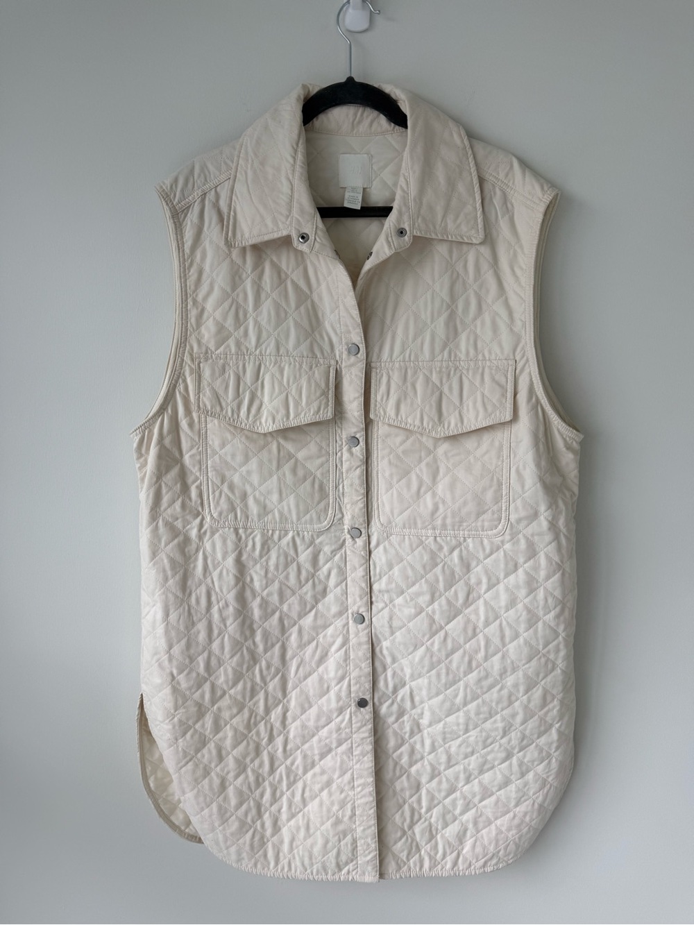 H&M Quilted Sleeveless Shirt Jacket - Cream